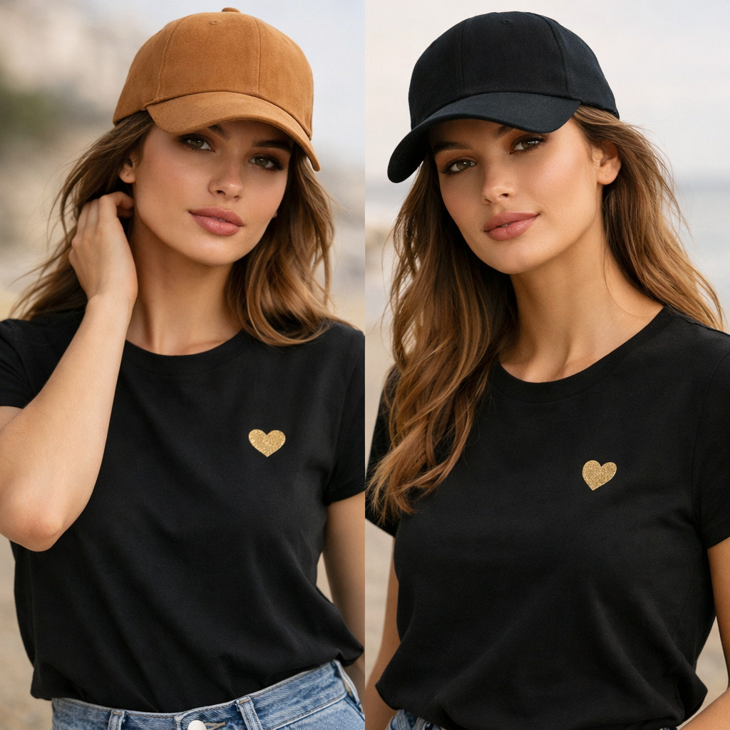 T-Shirt Rose Cœur Doré
