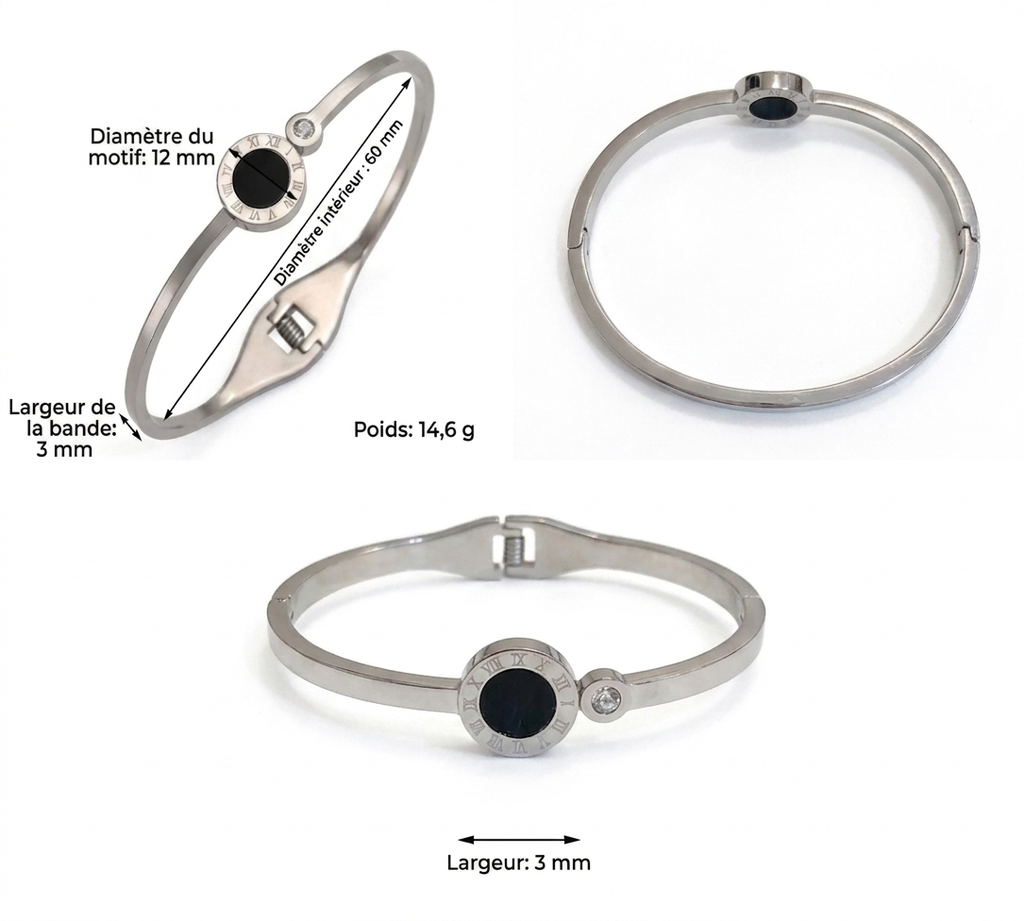Bracelet jonc argente elegance romaine