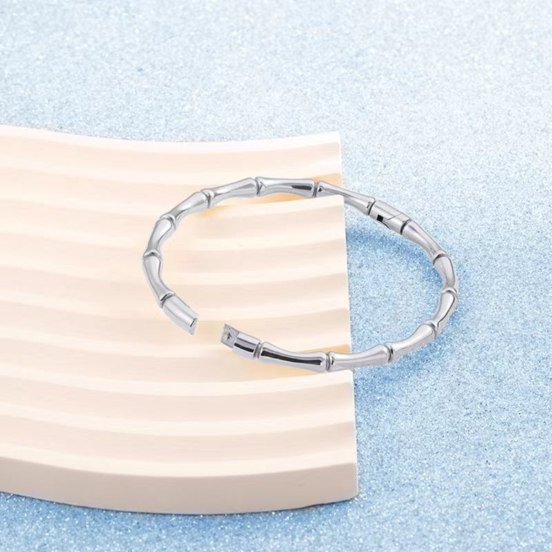 Bracelet fin bambou argente elegance