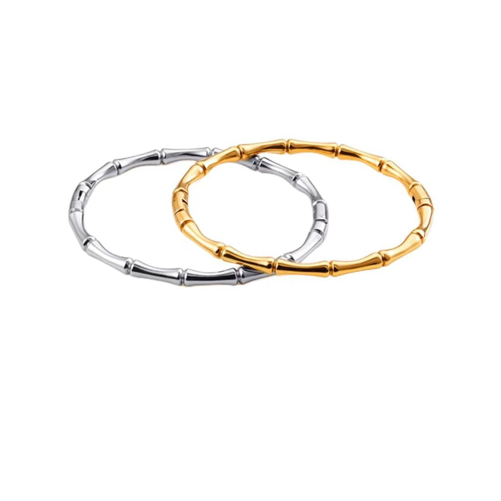 Bracelet fin bambou argente elegance