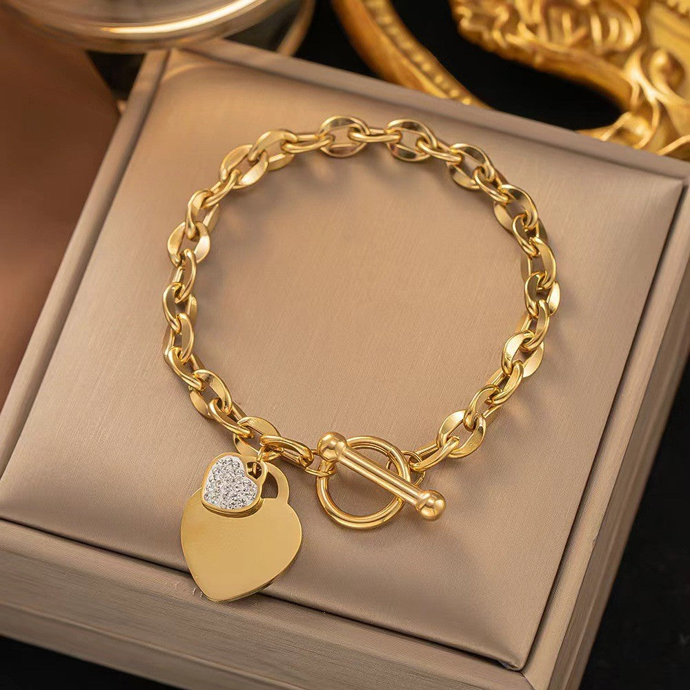 Bracelet Chaîne de Cuba et Cœurs