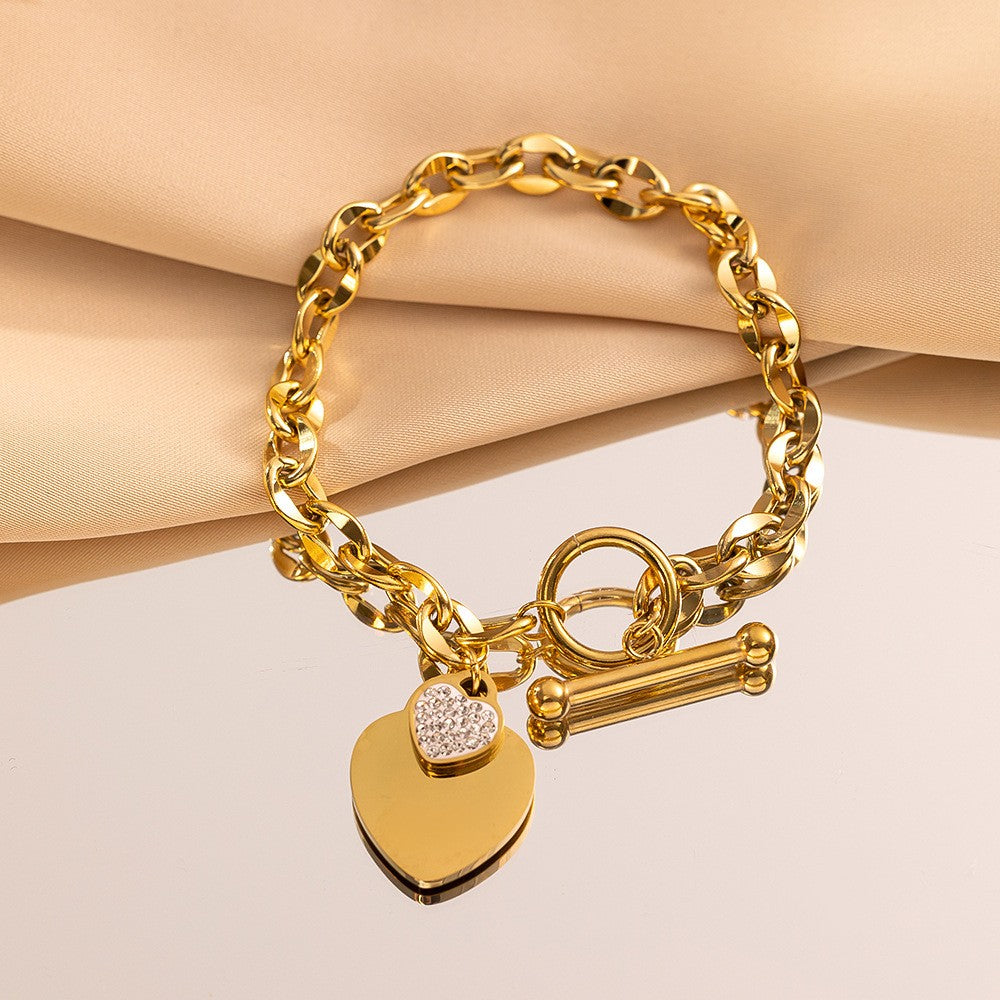 Bracelet Chaîne de Cuba et Cœurs