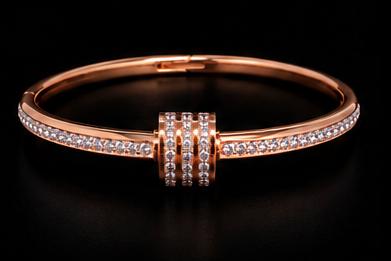 Bracelet Jonc Doré Strass Taille Fine