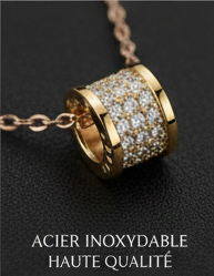 Collier Pendentif Cylindre & Zirconium