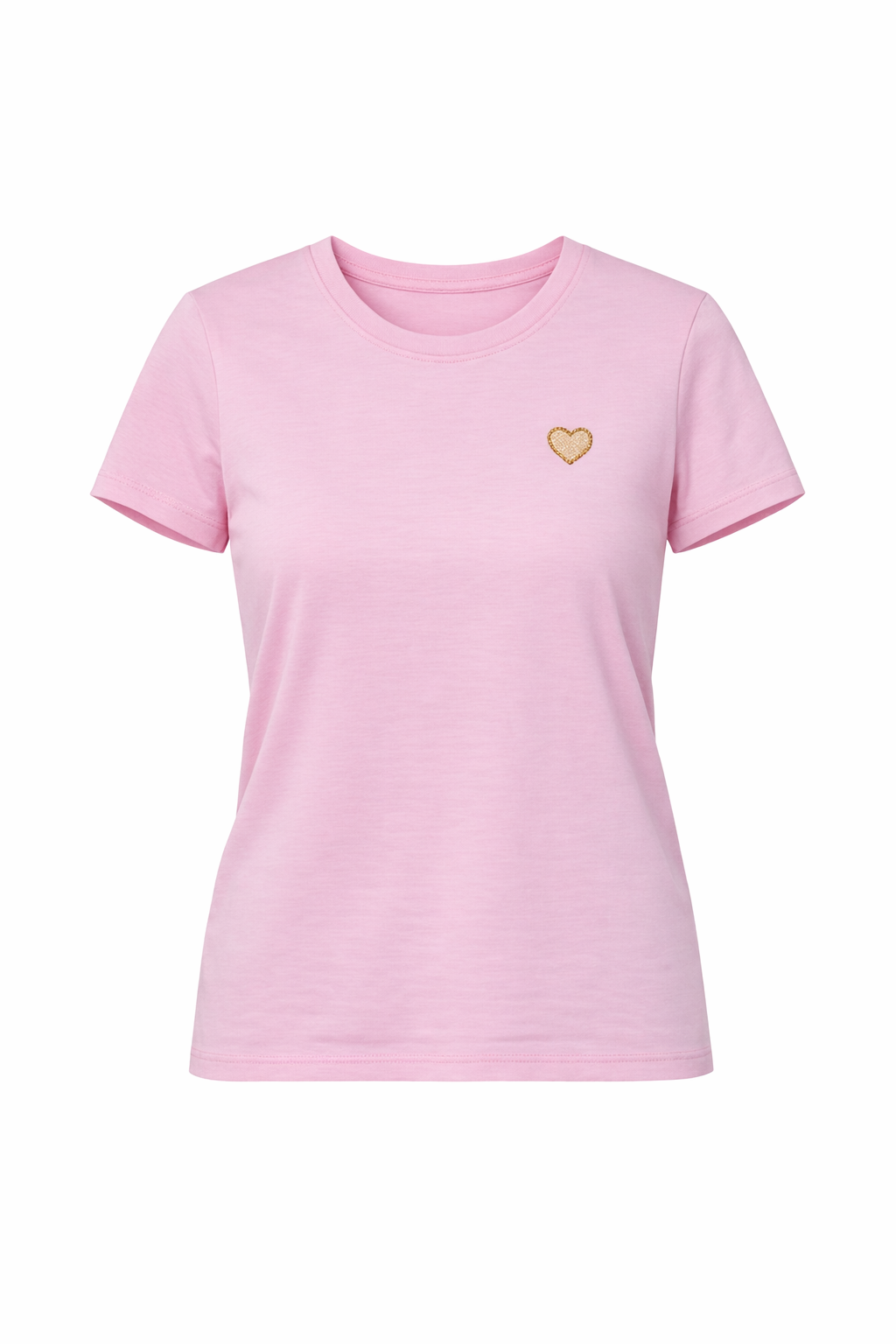 T-shirt femme rose coeur dore
