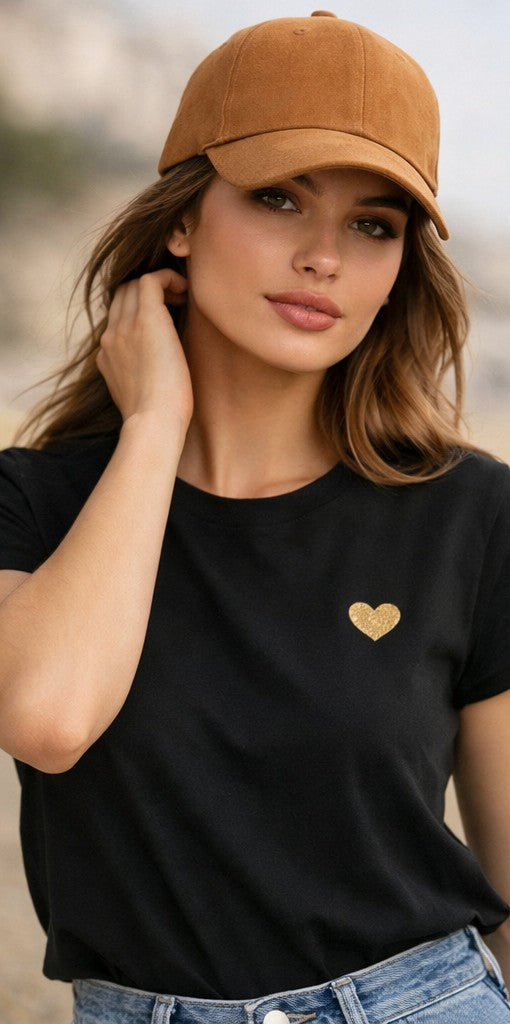 T-Shirt Rose Cœur Doré