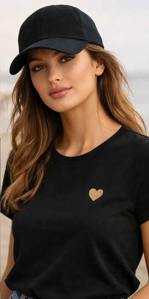 T-Shirt Rose Cœur Doré