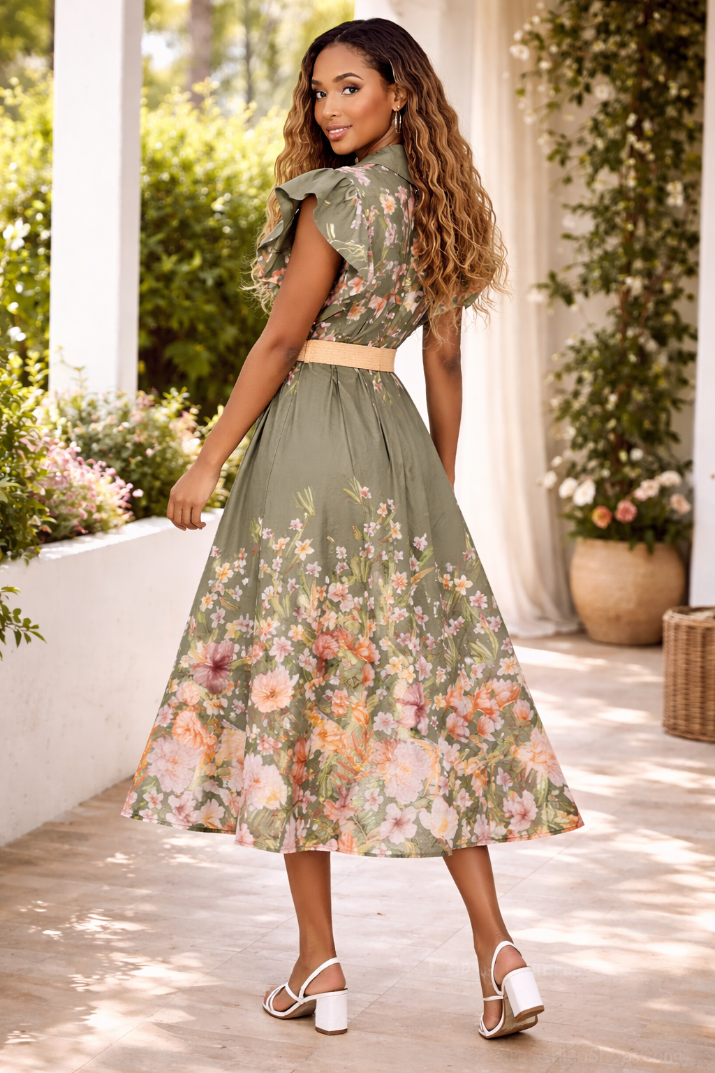 Robe Chemise Longue Imprimé Fleuri Coton